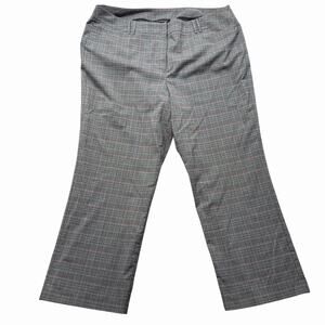 Lane Bryant Straight Leg Dress Pants Women's Size 24 Gray Black Red Plaid Strech